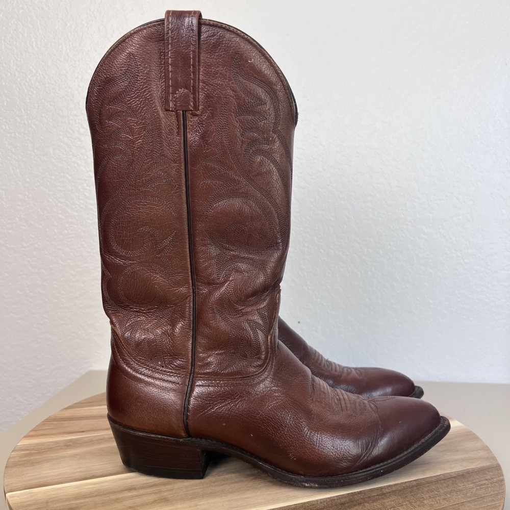 J Chisholm Boots Mens 9.5 EE Brown Leather Western Cowboy Rodeo Ranch Workwear